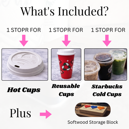 STOPR Reusable Coffee Cup Stoppers (3 Pack)